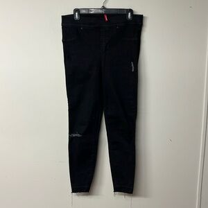 Spanx Black Distressed Skinny Jeans